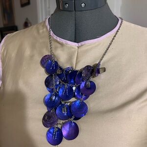 Elegant Purple Statement Necklace shells blue fun cool